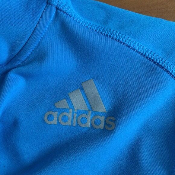 Women’s Blue Adidas Pullover Long Sleeve Quarter Zip Running Shirt Size Medium - Picture 5 of 9